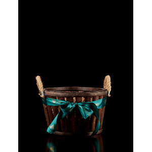 Round wooden basket - Dark brown