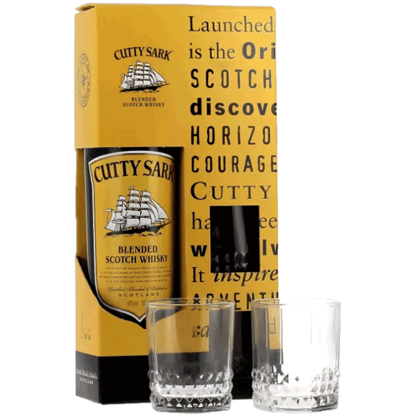 Cutty Sark Blended Scotch Whisky with 2 glasses Cutty Sark Blended Scotch Whisky with 2 glasses
