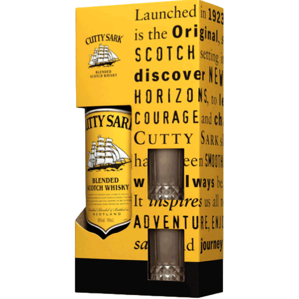 Cutty Sark Blended Scotch Whisky with 2 glasses Cutty Sark Blended Scotch Whisky with 2 glasses