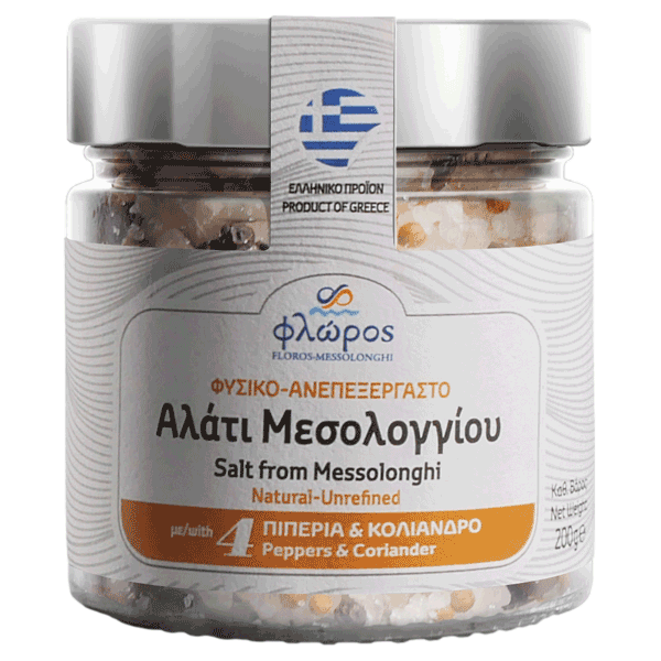 Floros Messolonghi Sea Salt with 4 Peppers & Coriander - Jar 200gr