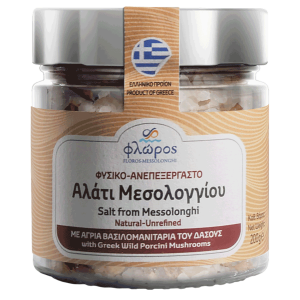 Floros Messolonghi Sea Salt with Greek wild Porcini Mushrooms - Jar 200gr