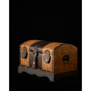 Leather chest with metal handles