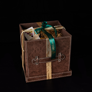 Leather square case with lid