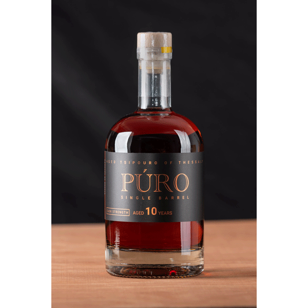 Puro Single Barrel Cask Strength 10 years Aged Tsipouro in wooden box Puro Single Barrel Cask Strength 10 years Aged Tsipouro in wooden box