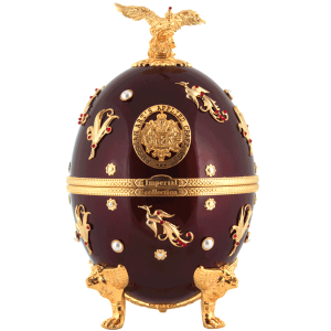 Ladoga Imperial Collection Super Premium Vodka 700ml in Dark Red With Birds Faberge Egg