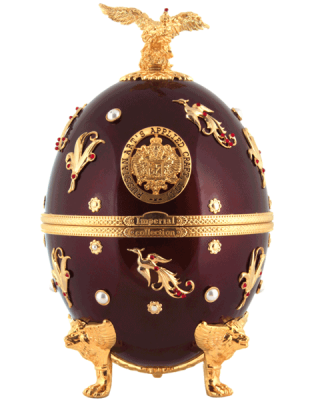 Ladoga Imperial Collection Super Premium Vodka 700ml in Dark Red With Birds Faberge Egg