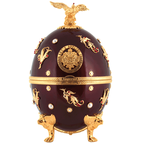 Ladoga Imperial Collection Super Premium Vodka 700ml in Dark Red With Birds Faberge Egg