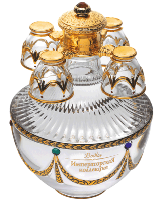 Ladoga Imperial Collection Super Premium Vodka 700ml in Dark Red With Birds Faberge Egg