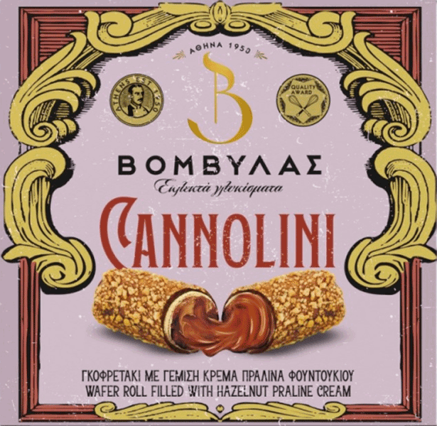 Βομβύλας Cannolini με πραλίνα φουντουκιού